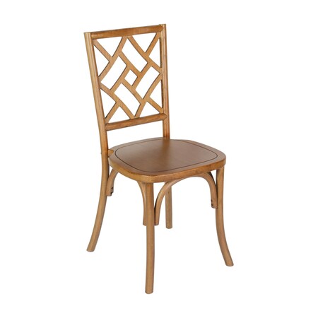 Flash Furniture Brooklyn Commercial Grade Pecan Solid Wood Stackable Dining Chair with Intricate Back Detail ZH-8100-5-PEC-GG